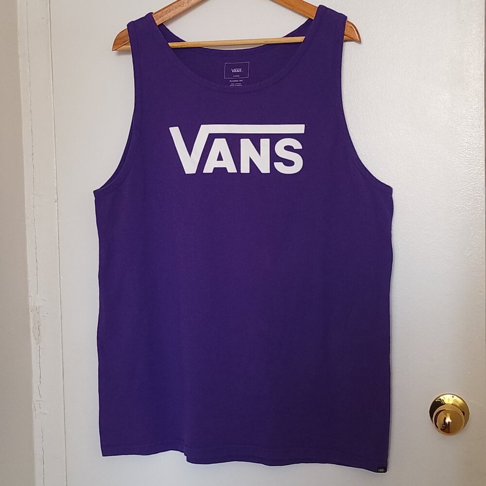 VANS Mens' Classic Logo Tank Top, Purple, Sz. L